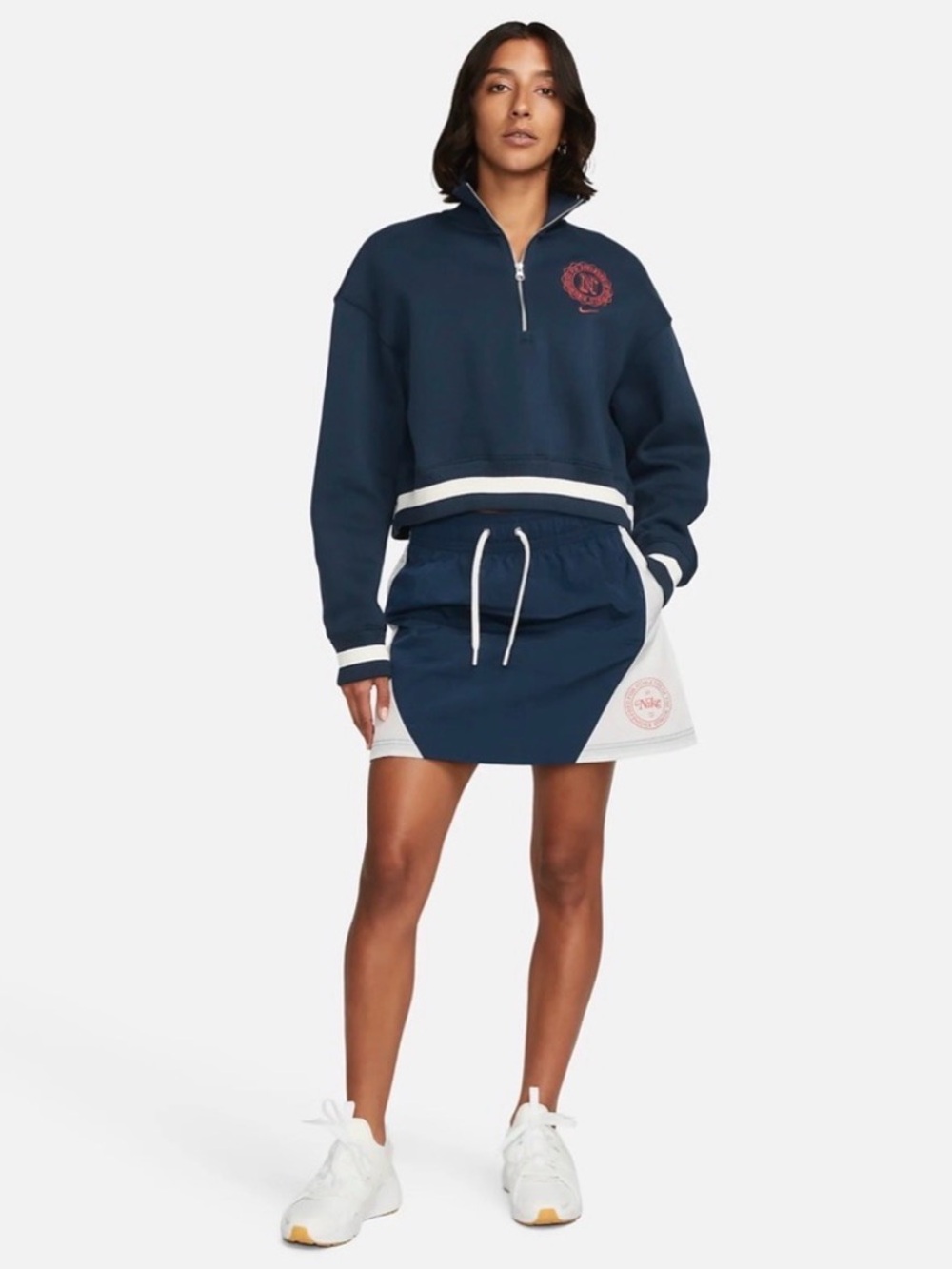 Nike Sportswear Heritage High-Waisted Woven Mini Skirt Navy/White XL